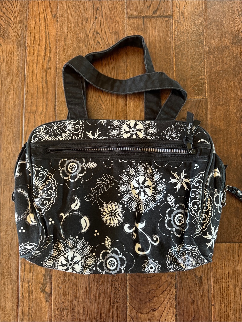 thirty-one Black and White Paisley Floral Canvas Tote